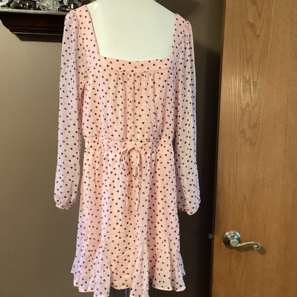 Francesca's Mi Ami Collections Pink Heart Print  Dress